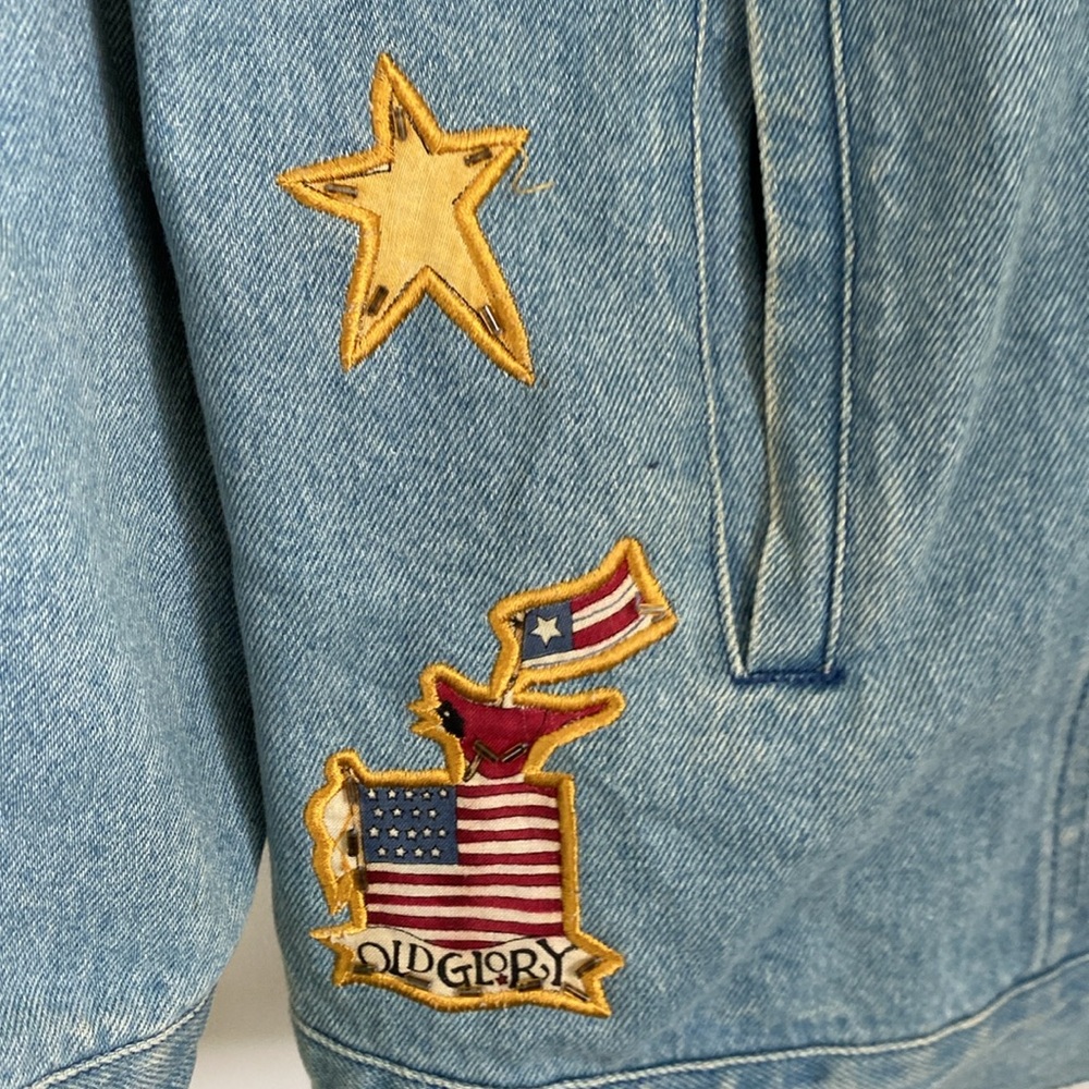 Quacker Factory Patriotic USA Denim Jean Jacket. Size XL - Picture 6 of 12